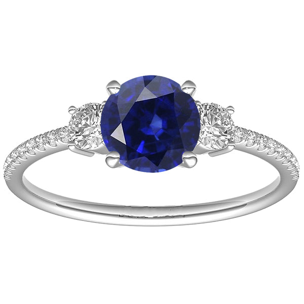 Women's Diamond Sapphire Ring Antique Lady’s Style White Elegant Round Cut Gold With Accents