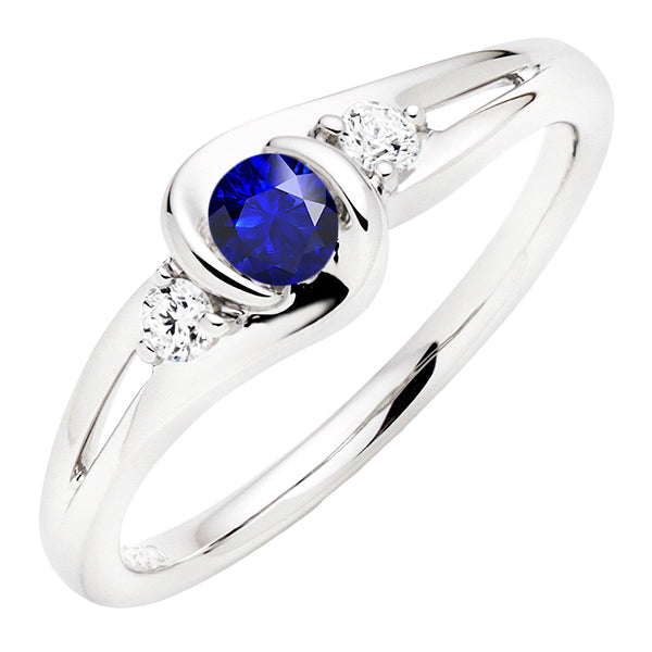Round Diamond Jewelry Lady’s Round Anniversary Tension Style Blue Sapphire Ring