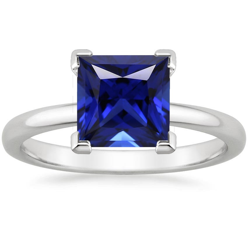 High Quality Fancy Solitaire Ring Princess Ceylon Sapphire Gemstone Prong