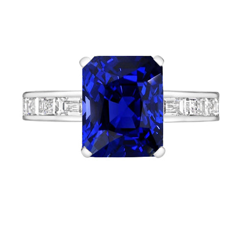 Princess & Baguette Diamond Sapphire Ring Radiant True classic fancy Channel Set