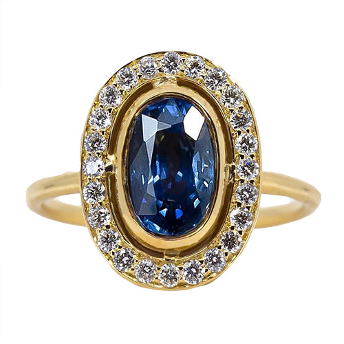 Bezel Set White Gold Females Stylish oval Sri Lankan Sapphire Gemstone New