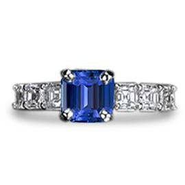 Ladies Brilliant Sparkling Emerald Diamond & Sapphire Ring