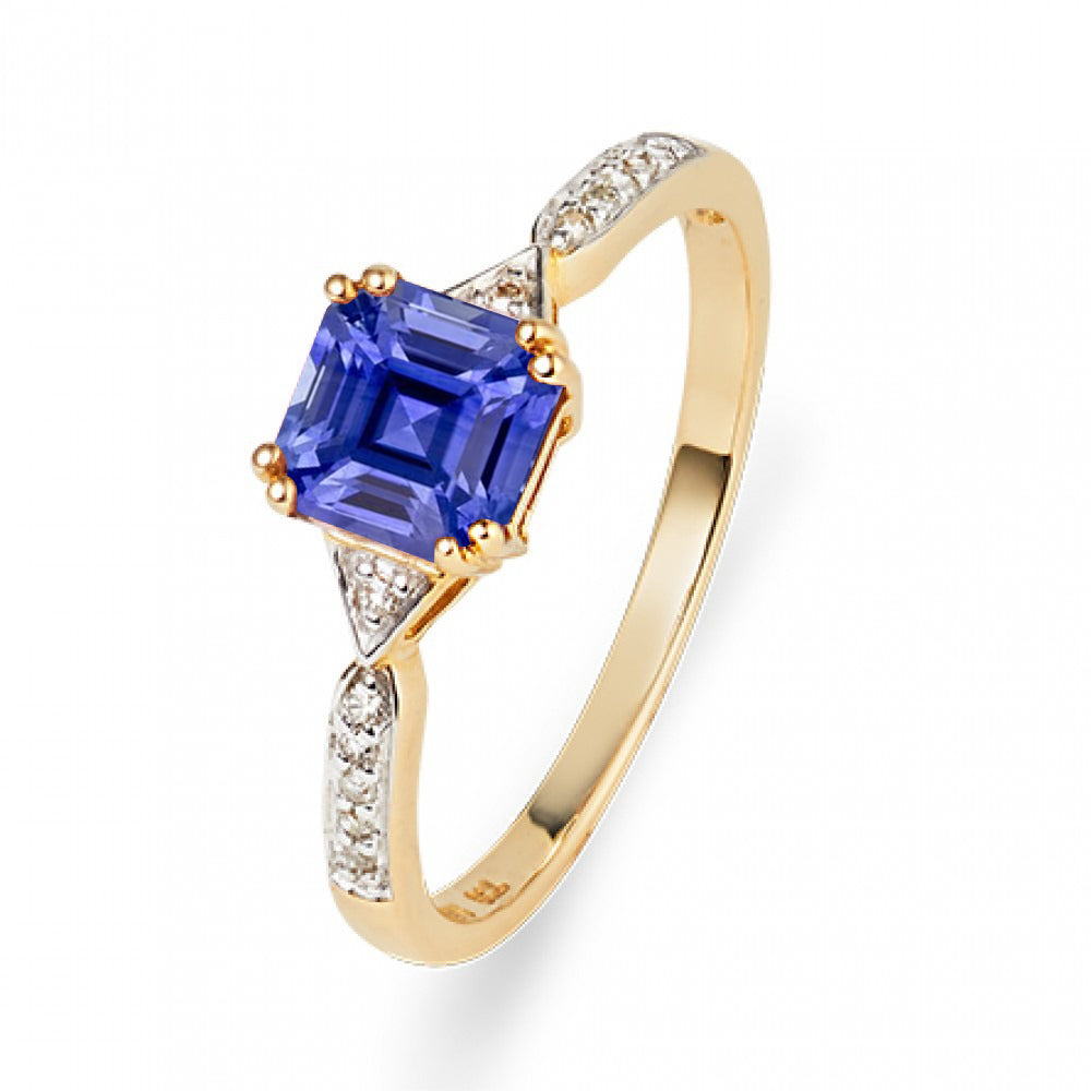 Ladies Brilliant Sparkling Two Tone Gold Emerald Sapphire Ring