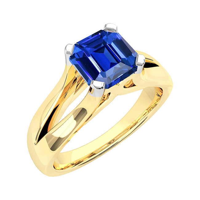 Two Women Jewelry Sparkling Unique Anniversary Tone Solitaire Emerald Blue Sapphire Ring