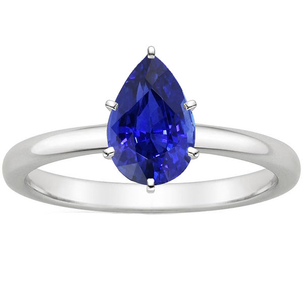 Princess Cut High Blue Sapphire Solitaire Ring 4 Carats Gemstone White Gold