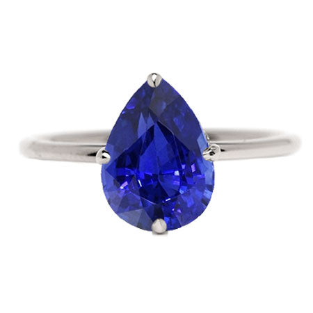 Sparkling Unique Lady’s Gemstone Solitaire Ring Pear Cut Srilanka Sapphire