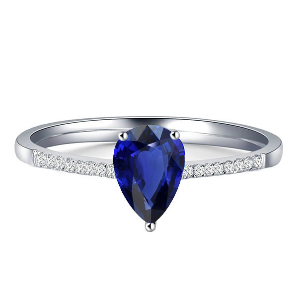 Solitaire Oval Blue Sapphire Ring With Natural Earth Mined Diamond Accents 2.50 Carats