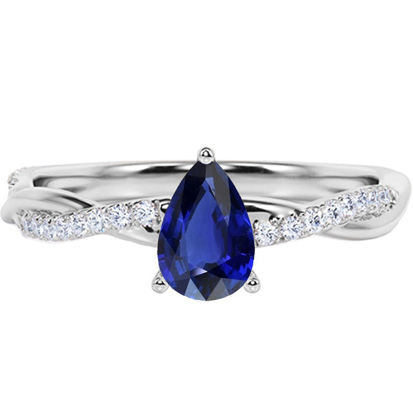 Fancy Princess Cut Style Solitaire With Accents Ring Ceylon Sapphire