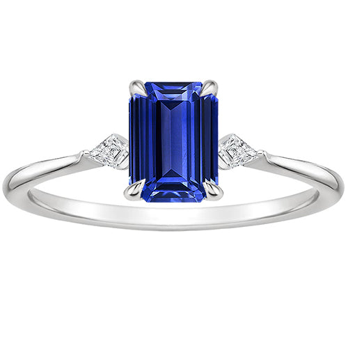 Anniversary Ring Emerald Ceylon Sapphire & Natural Earth Mined Diamond Accents 3.25 Carats