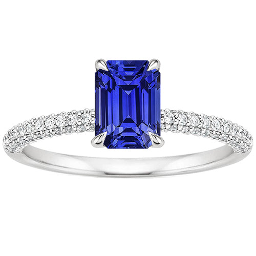 New Stylish Solitaire with Accents Ring Sri Lankan Sapphire & Diamond