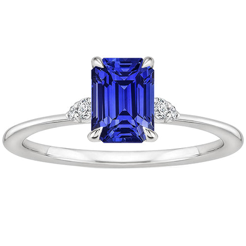 Engagement High Quality Wedding Ring With Accents Ceylon Sapphire & Diamond