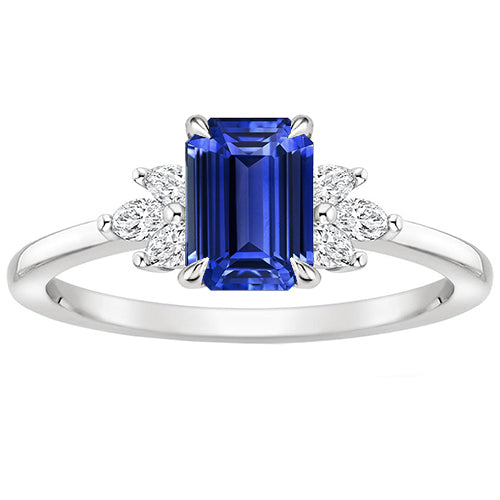 Women Jewelry Sparkling Unique Solitaire Ring with Accents Sri Lankan Sapphire & Pear Stone