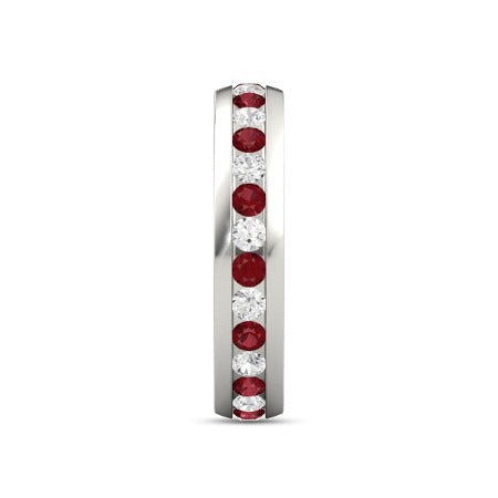 Gemstone Ring Diamond Round Ruby Channel Set Eternity Band F Vs1 Vvs1 White Gold 14K