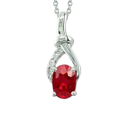 Red Ruby And Natural Earth Mined Diamonds 3.25 Ct. Pendant Necklace White Gold 14K