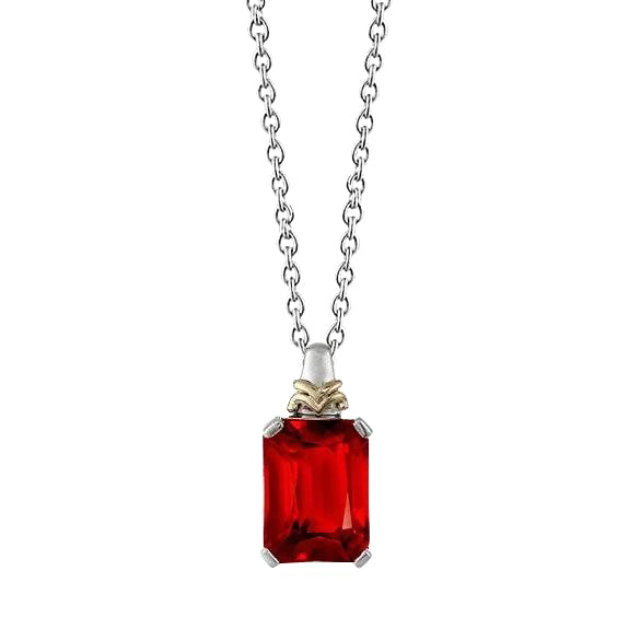 Natural Real ( Not Lab Grown ) Red Ruby Pendant Necklace With Chain 6 Carat Gold 14K