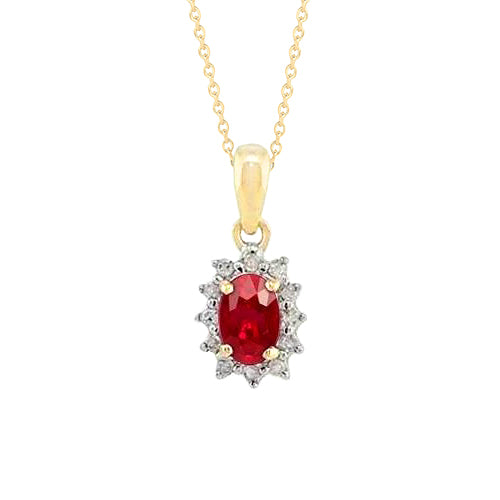 Red Ruby With Natural Earth Mined Diamonds 3.35 Carats Pendant Necklace New