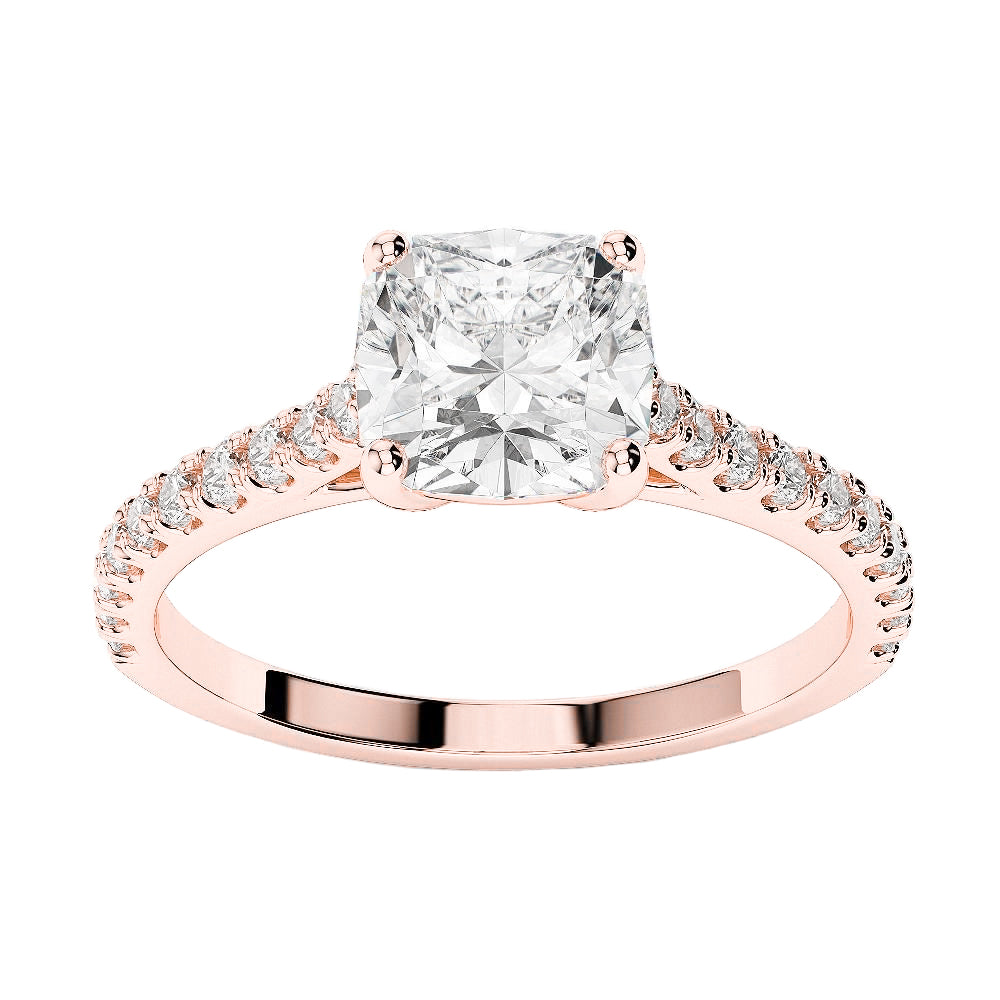 Rose Gold Women Jewelry Sparkling Unique Solitaire Ring with Accents White Gold Diamond
