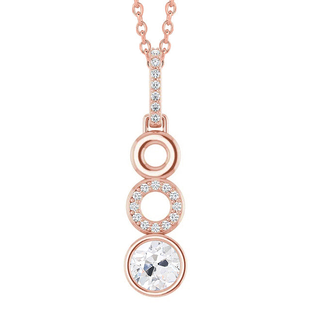 Rose Gold Diamond Pendant Bezel Set Old Miner