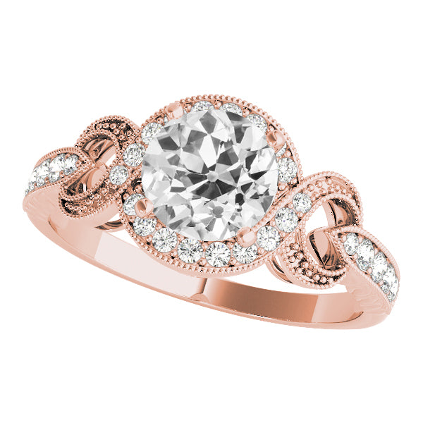 Rose Gold Halo Round Diamond Ring