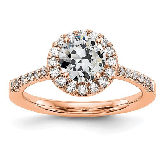 Rose Gold Halo Old Miner Diamond Ring