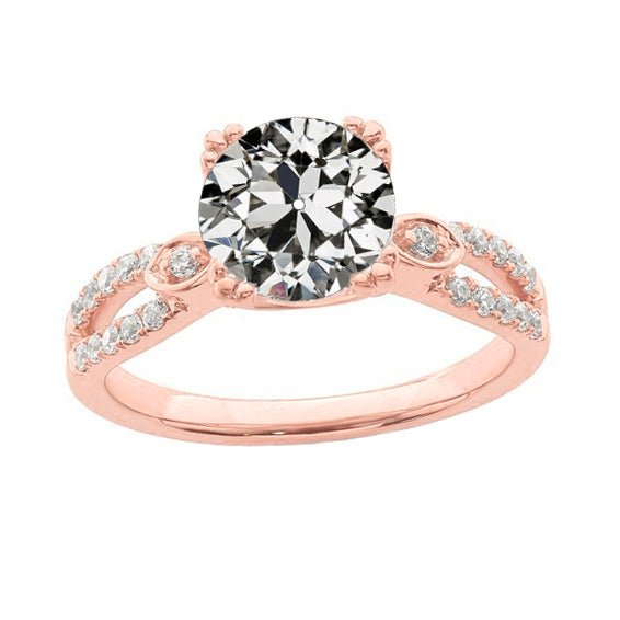 Ladies White Rose Gold Old Cut Diamond Anniversary Ring