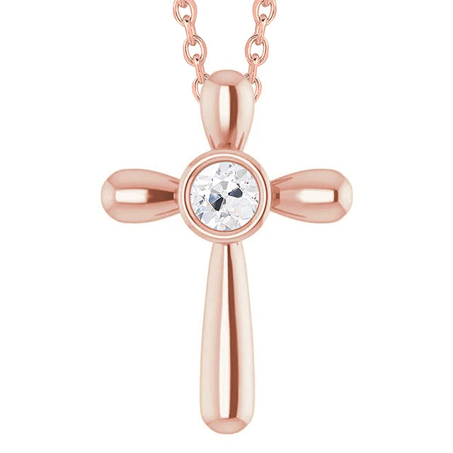 Rose Gold Cross Diamond Pendant Old Miner Jewelry