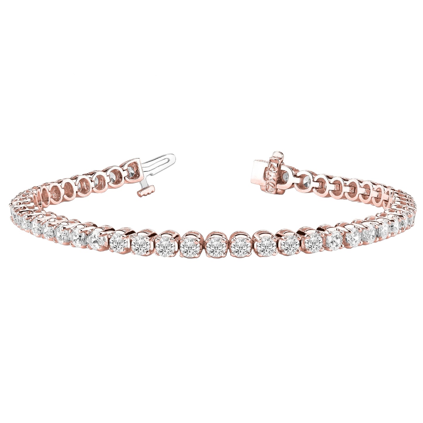 Rose Gold Women Round 7.50 Carats Tennis Bracelet Lab Grown Diamond