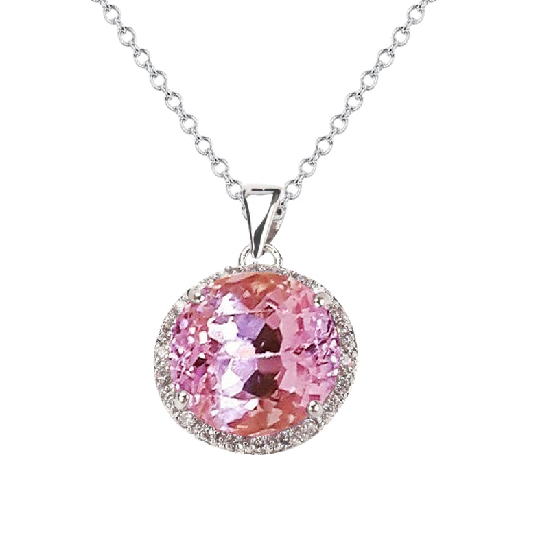 natural round kunzite 36.25ct pendant front view