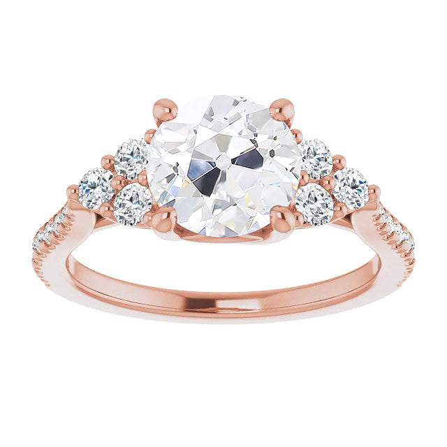 White Round Wedding Anniversary Ring Old Miner Diamond