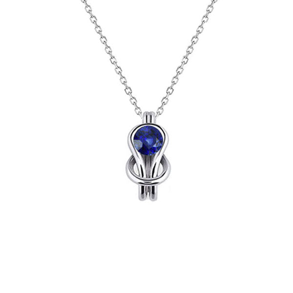 Round Blue Sapphire Solitaire Pendant
