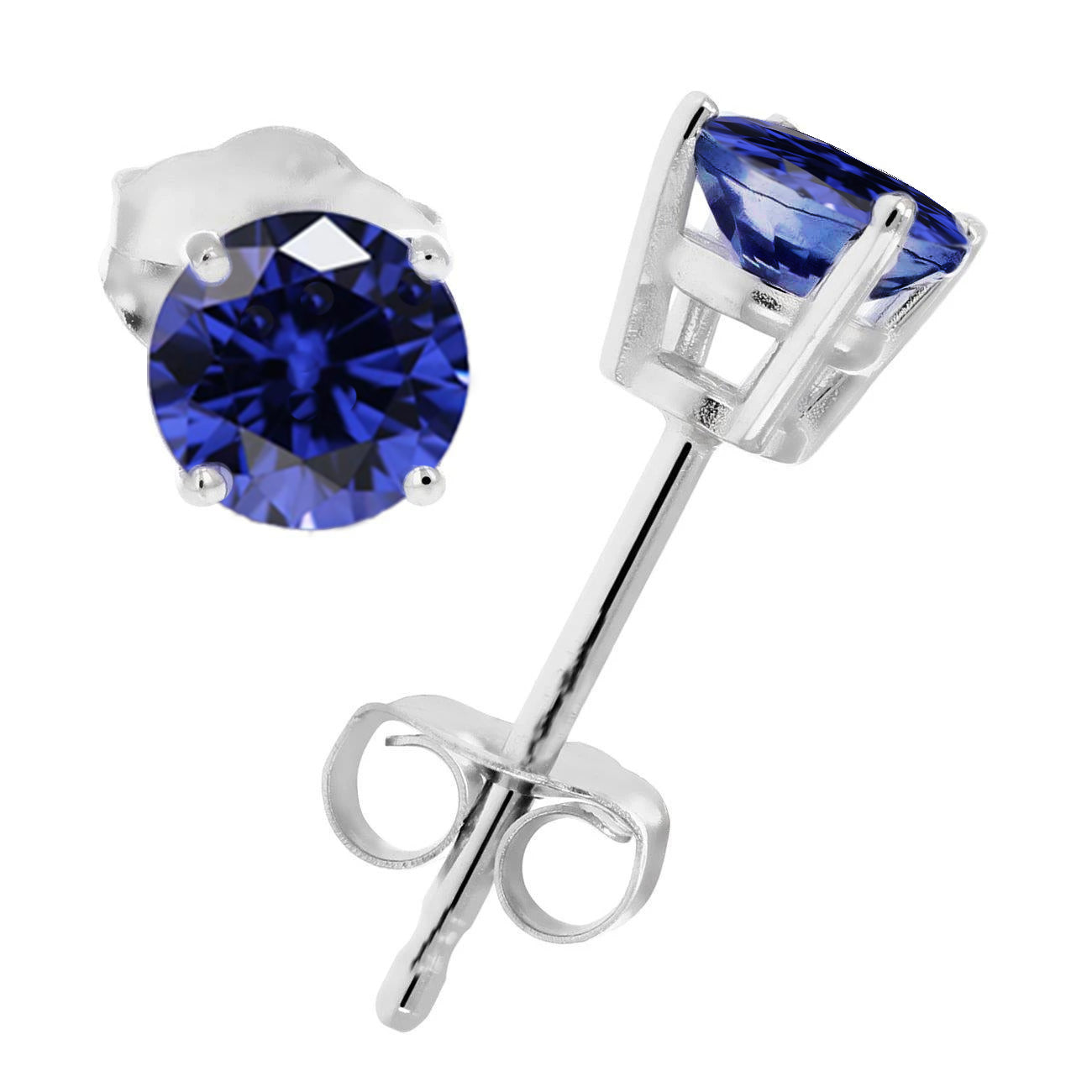 Round Brilliant Cut Woman's Weeding Anniversary Tanzanite Studs Earrings White Gold