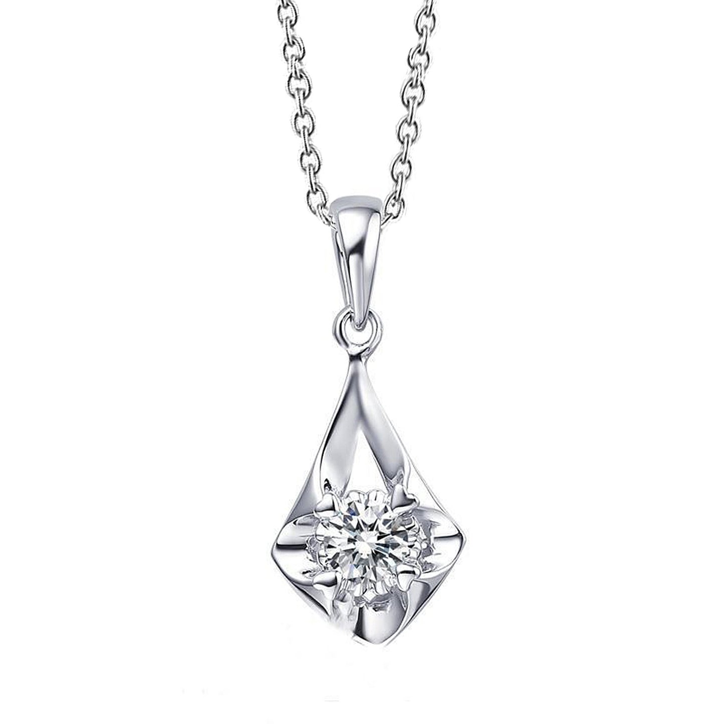 Round Cut 1.25 Carat Lab Grown Diamond Pendant Necklace Gold White 14K