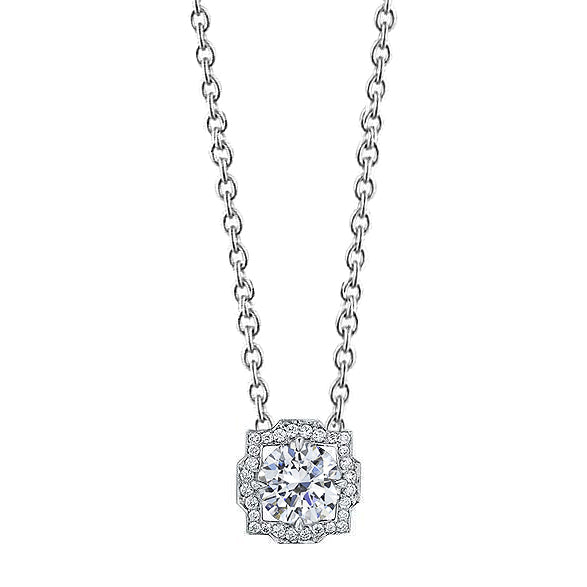 Round Cut 1.55 Carats Diamonds Pendant Necklace White Gold 14K