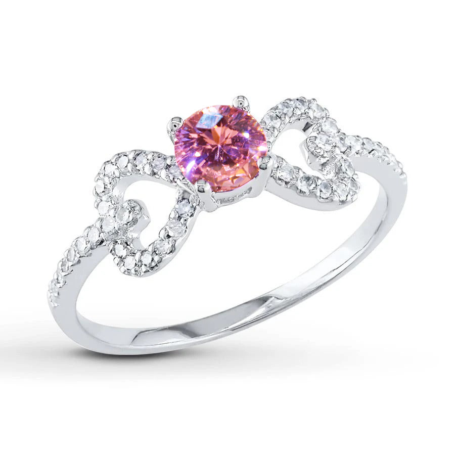 Lady’s Brilliant Pink Sapphire And Diamonds Fancy Ring White Gold
