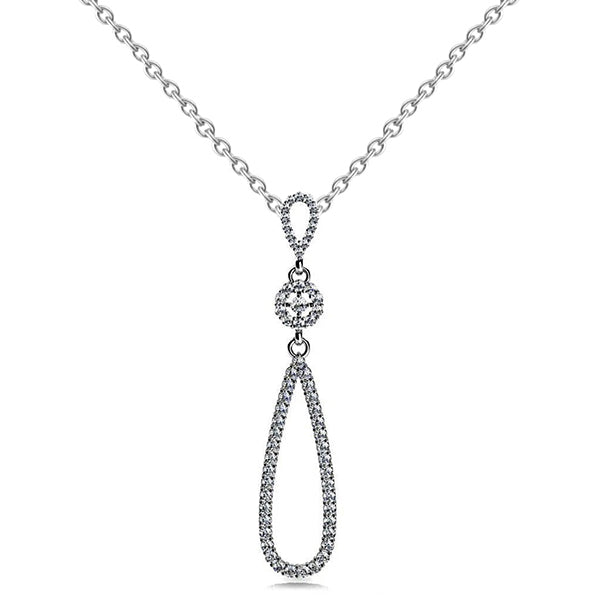 Round Cut 5 Carats Natural Earth Mined Diamonds Celtic Cross Teardrop Pendant Necklace