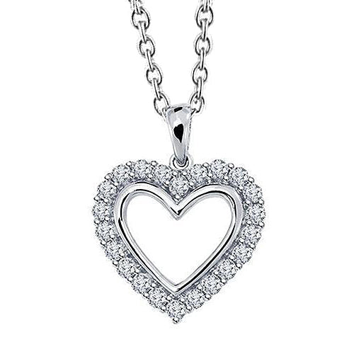 Round Cut Natural Earth Mined Diamond Heart Style Pendant Solid White Gold 14K 2.20 Ct