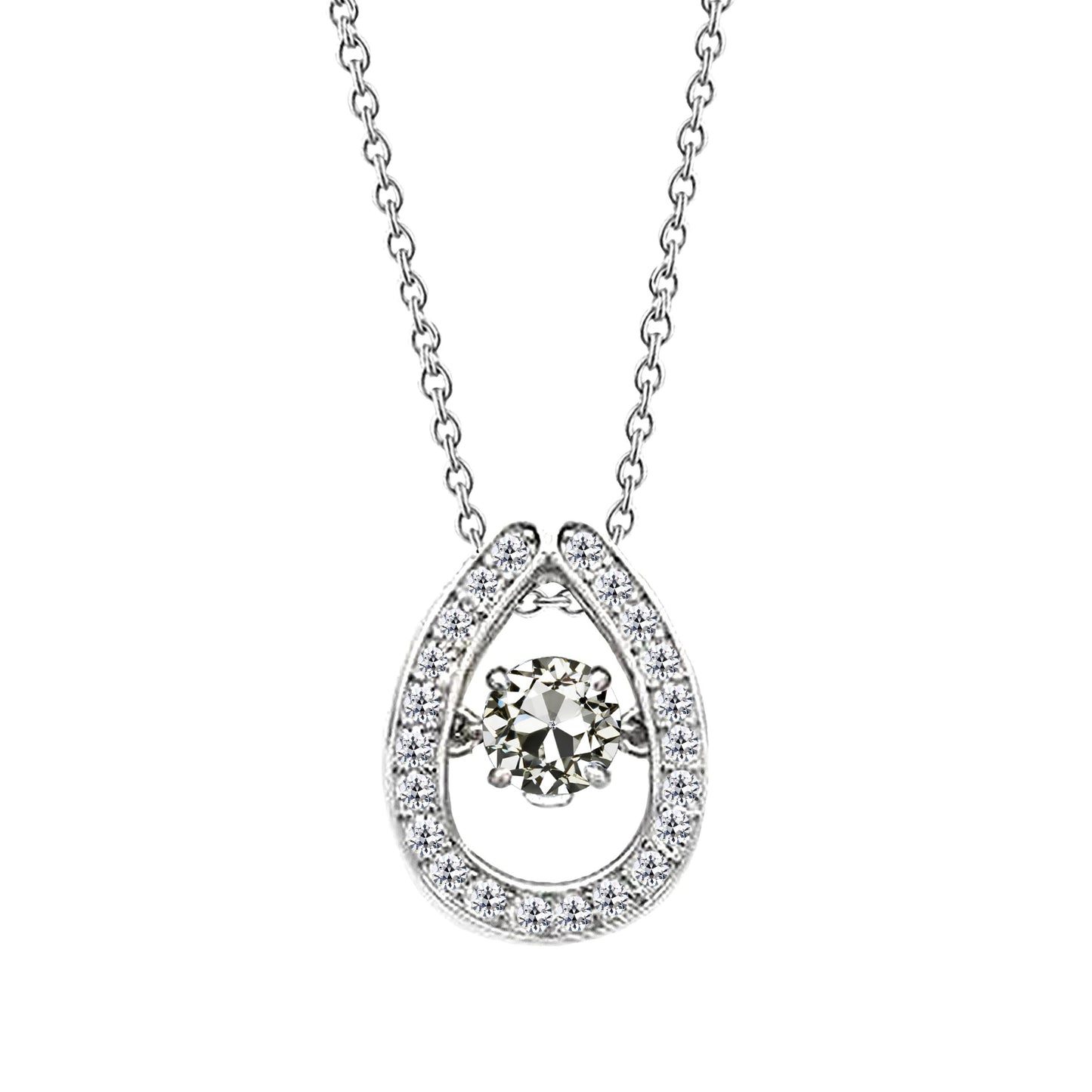 natural round diamond 2ct pendant front view