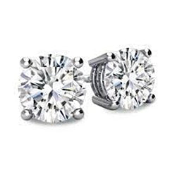 Round Cut Real Natural Earth Mined Diamond Stud Earring 1.80 Carats White Gold