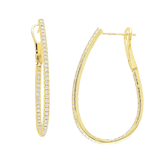 Yellow Gold NEw Style Diamonds Hoop Earrings Gold Yellow
