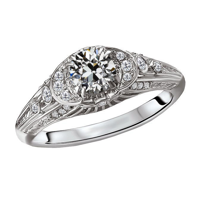 Round Diamond Old Cut Antique Style Engagement Ring 3 Carats