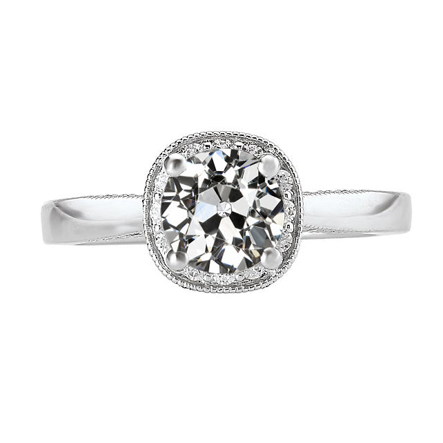 Round Diamond Old Mine Cut Halo Diamond Ring 2.50 Carats