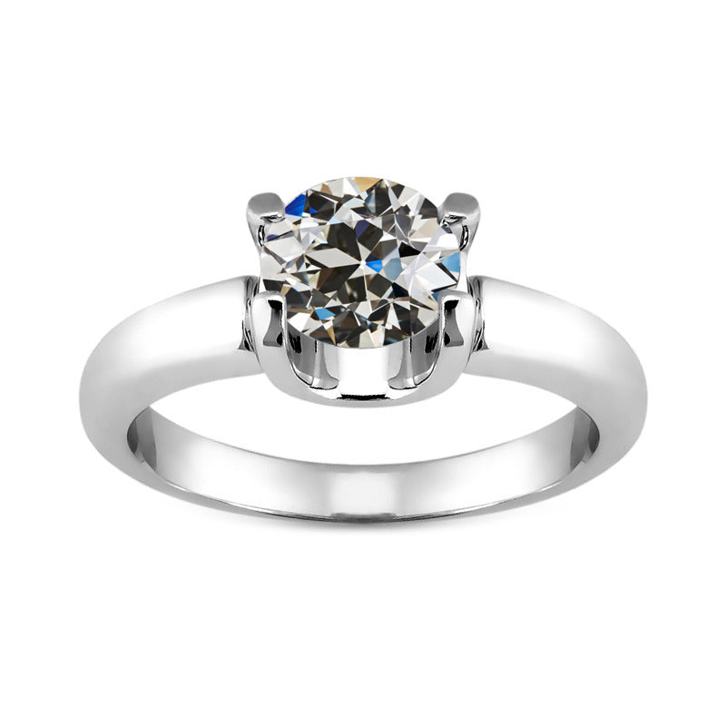 Round Diamond Old Mine Cut 2 Carats Solitaire Engagement Ring