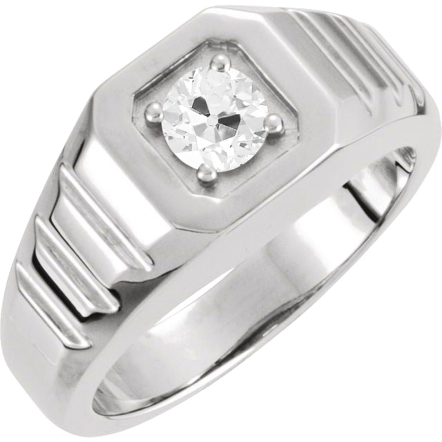 2 Carats Round Diamond Old Miner Solitaire White Gold Ring