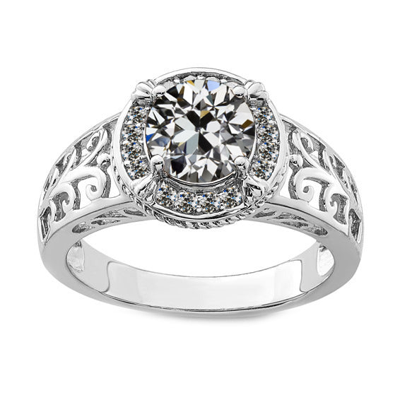 natural round diamond 3ct ring front view