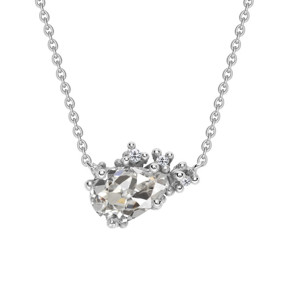 Round Diamond Pendant 2.50 Carats Pear Old European