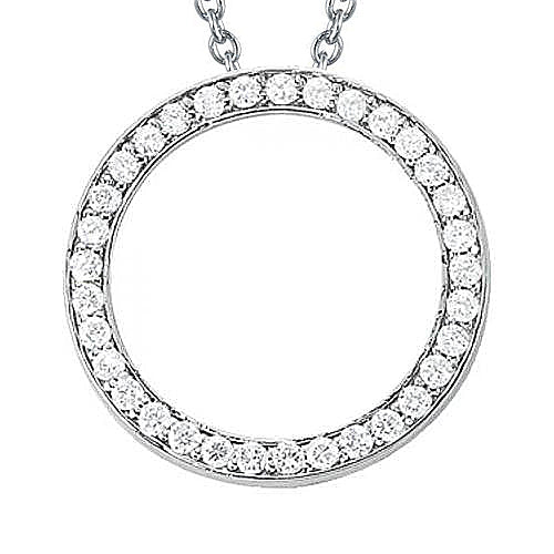 Round Natural Earth Mined Diamond Pendant Necklace 1.25 Carat Without Chain White Gold 14K