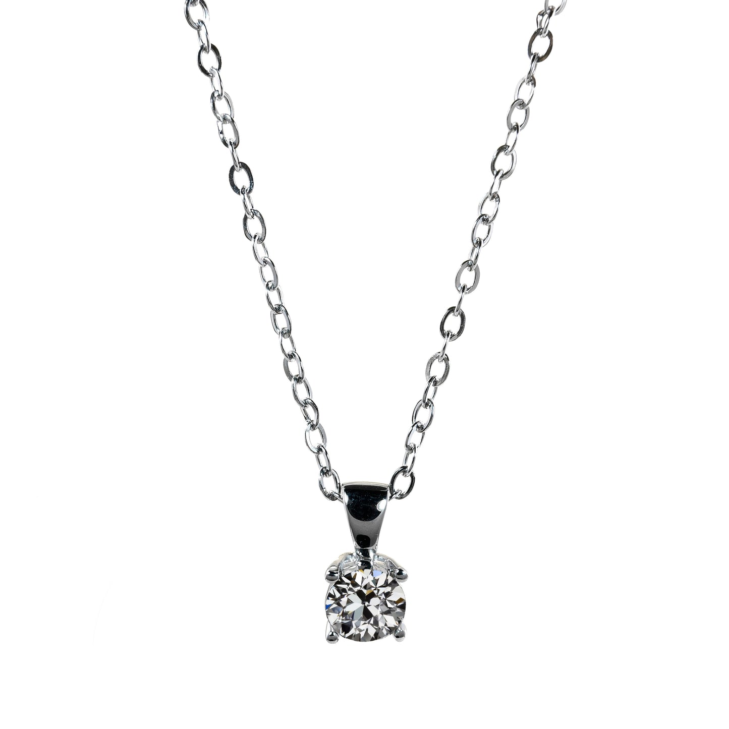 Round Diamond Pendant 1 Carat Old Miner Prong Set