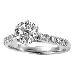 New Fancy Wedding Solitaire Ring with Accents White Gold Diamond