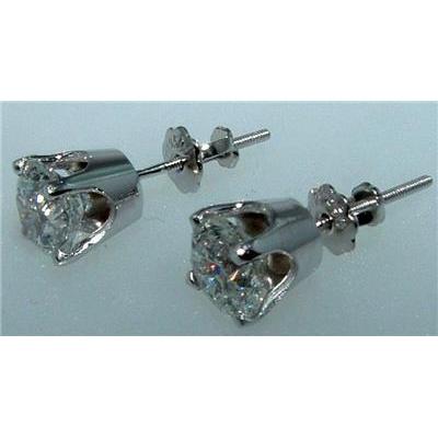 2 Carats Diamond Studs Earrings Crown Setting Women Jewelry Round