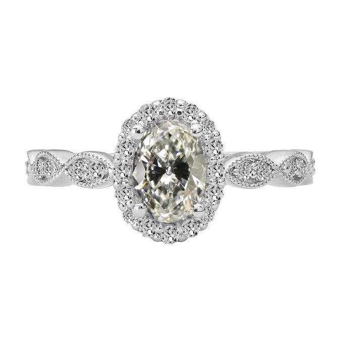Round Diamond Old Miner Cut Halo Ring